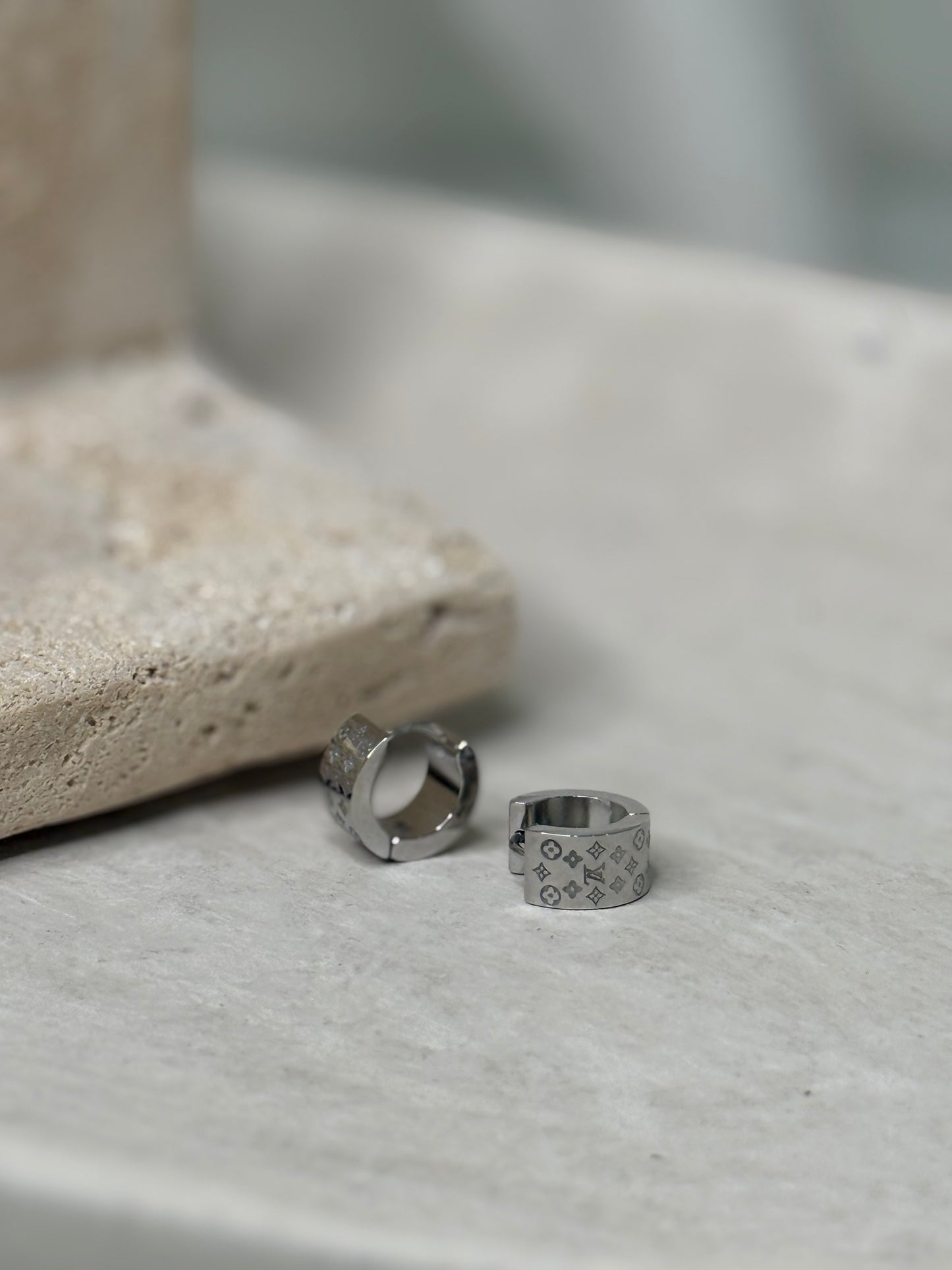 Contemporary Small Hoop 1/2" Width Earrings with Unique Print Design