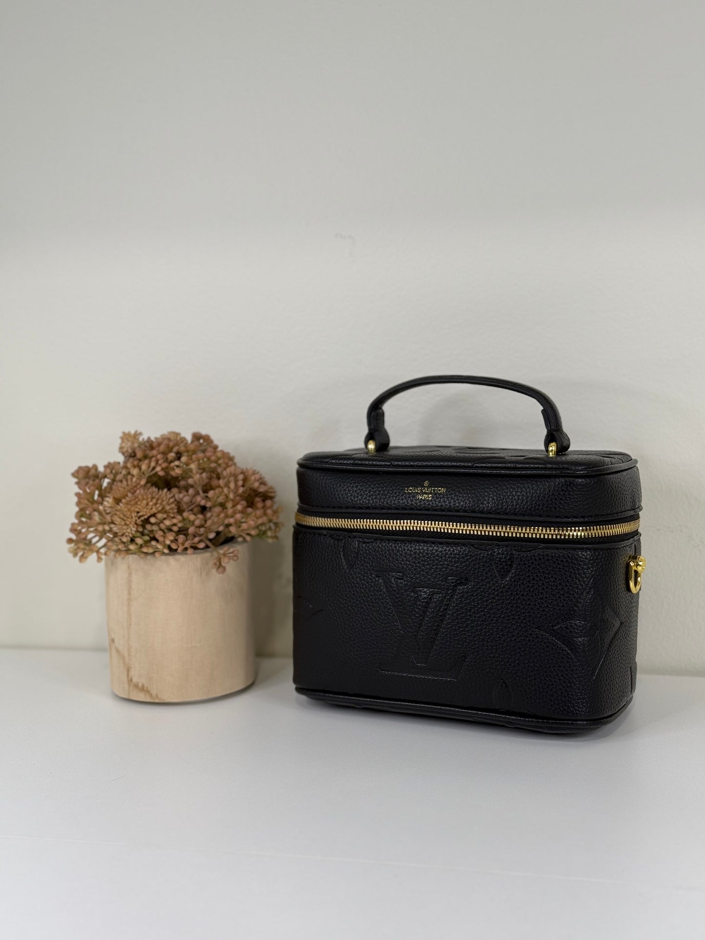 Sleek Black Imprint Shoulder Bag
