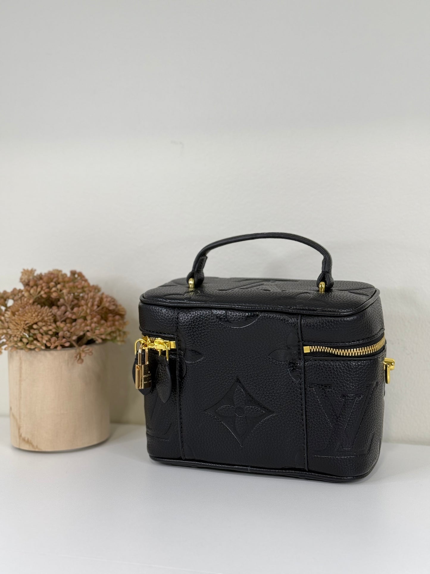 Sleek Black Imprint Shoulder Bag
