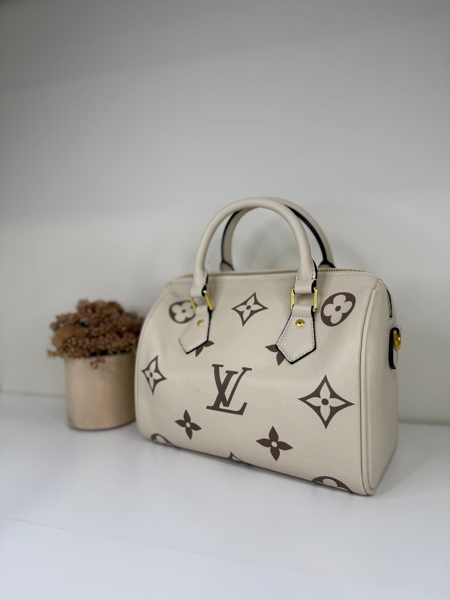 Contemporary White and Brown Leather Tote with Structured Design