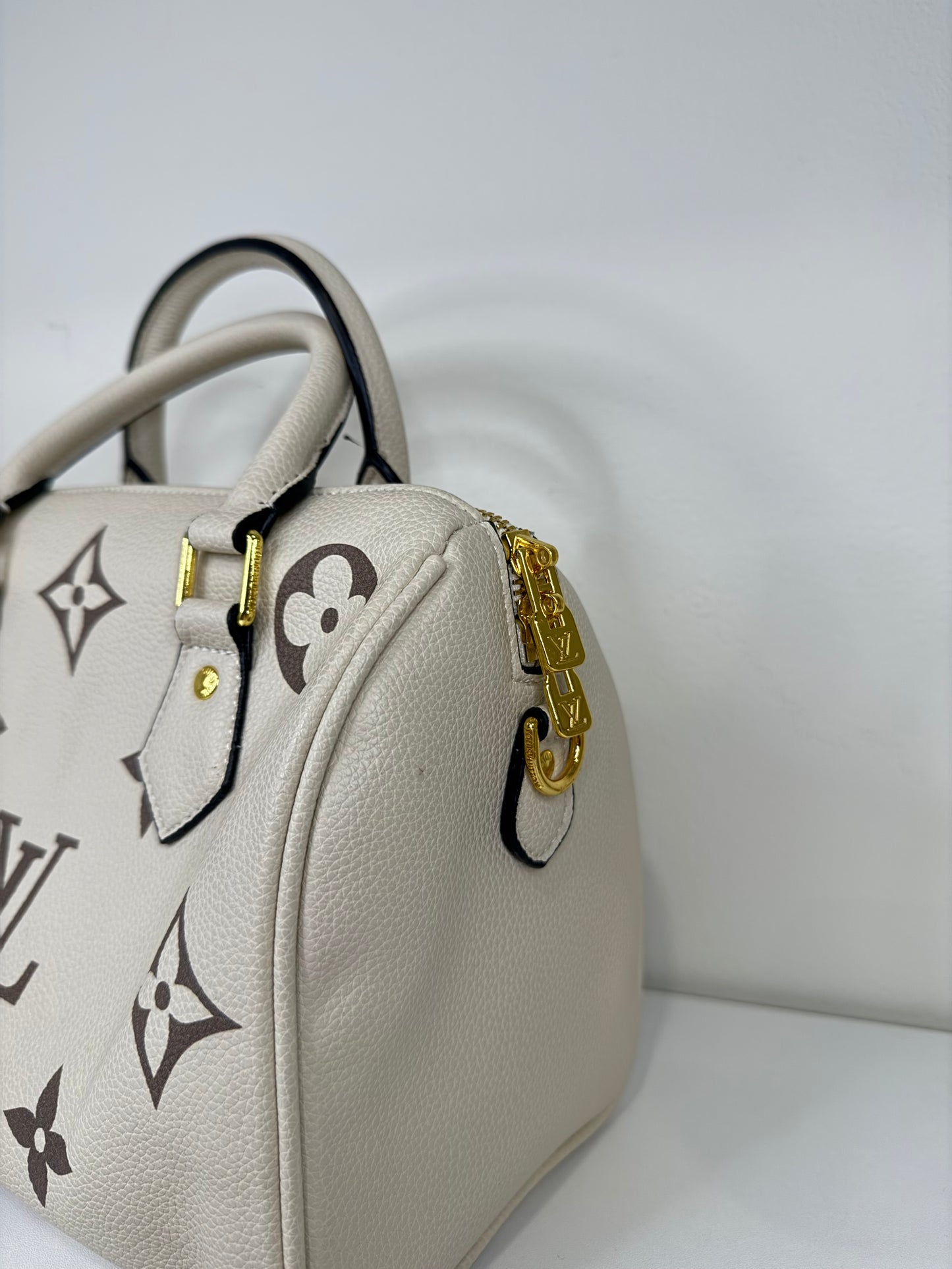 Contemporary White and Brown Leather Tote with Structured Design