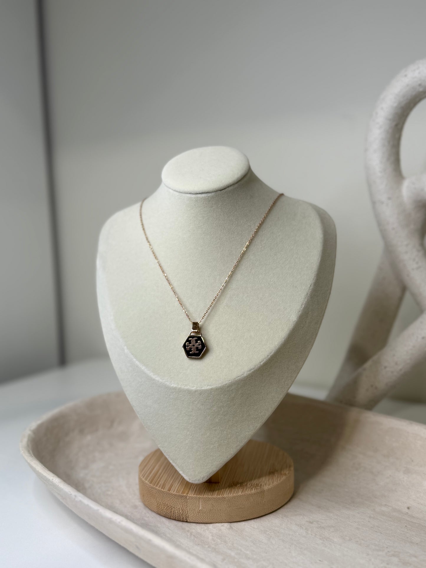 Unique Hexagon Charm 9"1/2" Length Necklace