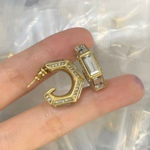 Modern Baguette Cut Crystal Huggie Earrings