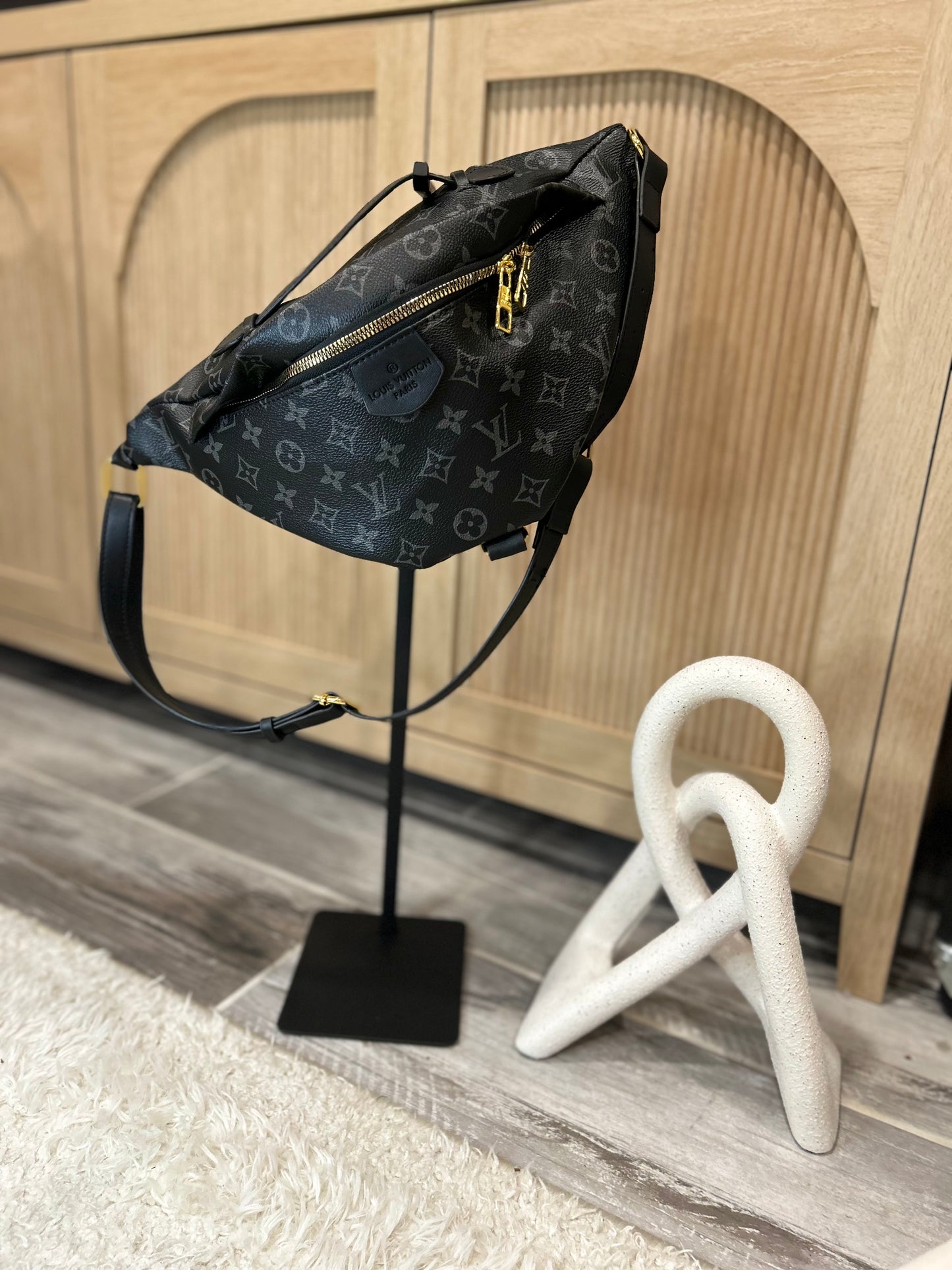 Luxurious Monogram Eclipse Bumbag Black & Grey Designer Crossbody/Waist Bag