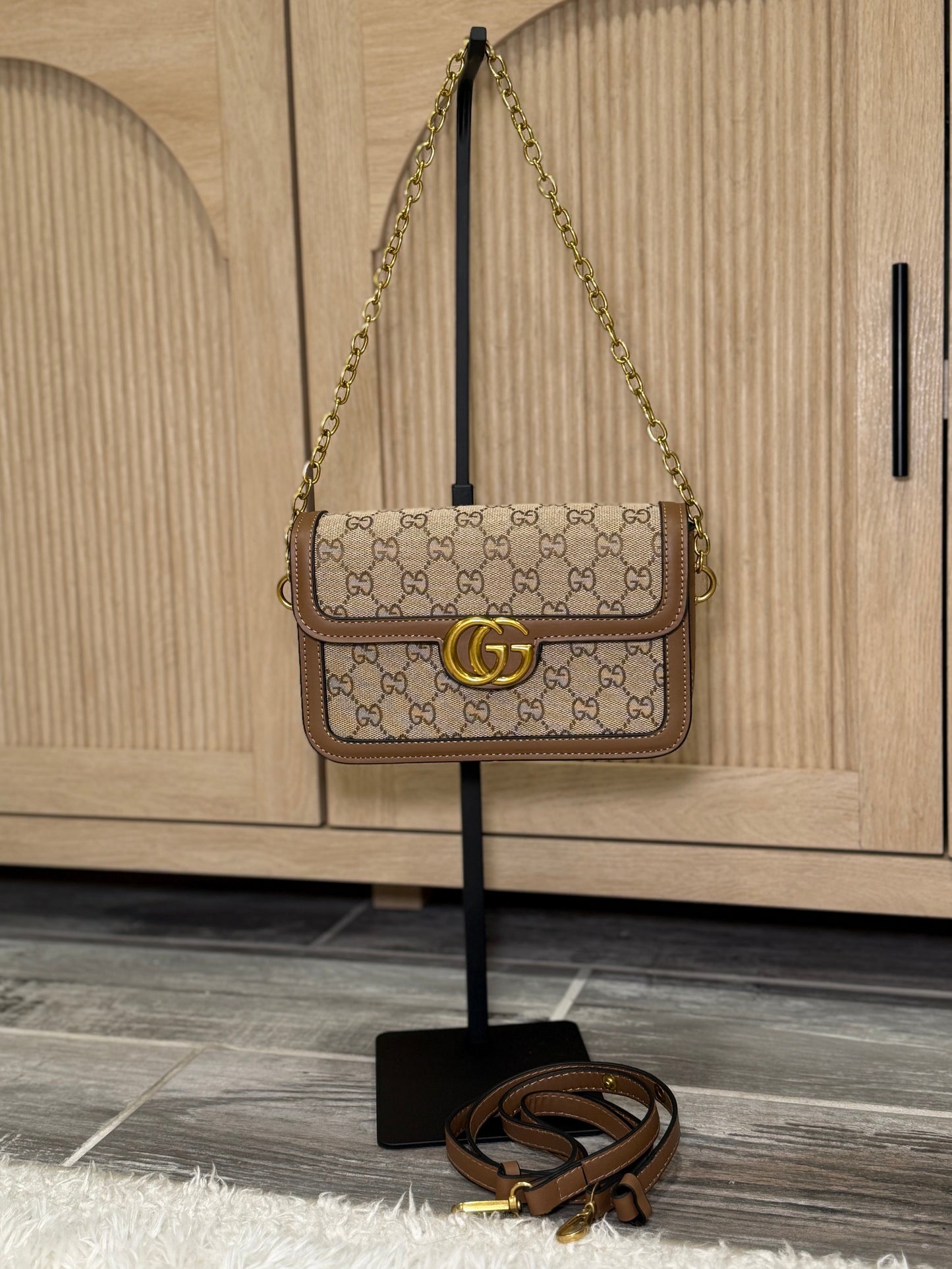 Contemporary Chic Gold GG Shoulder Bag