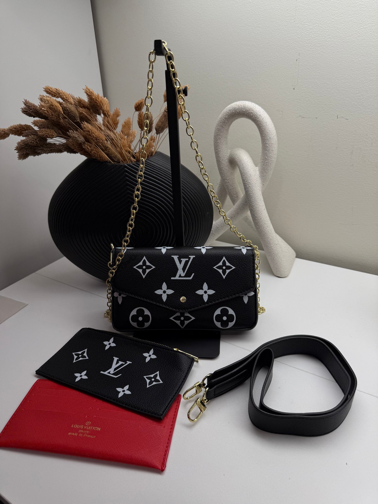 Luxury Patterned Envelope Crossbody with Modular Wallet Inserts