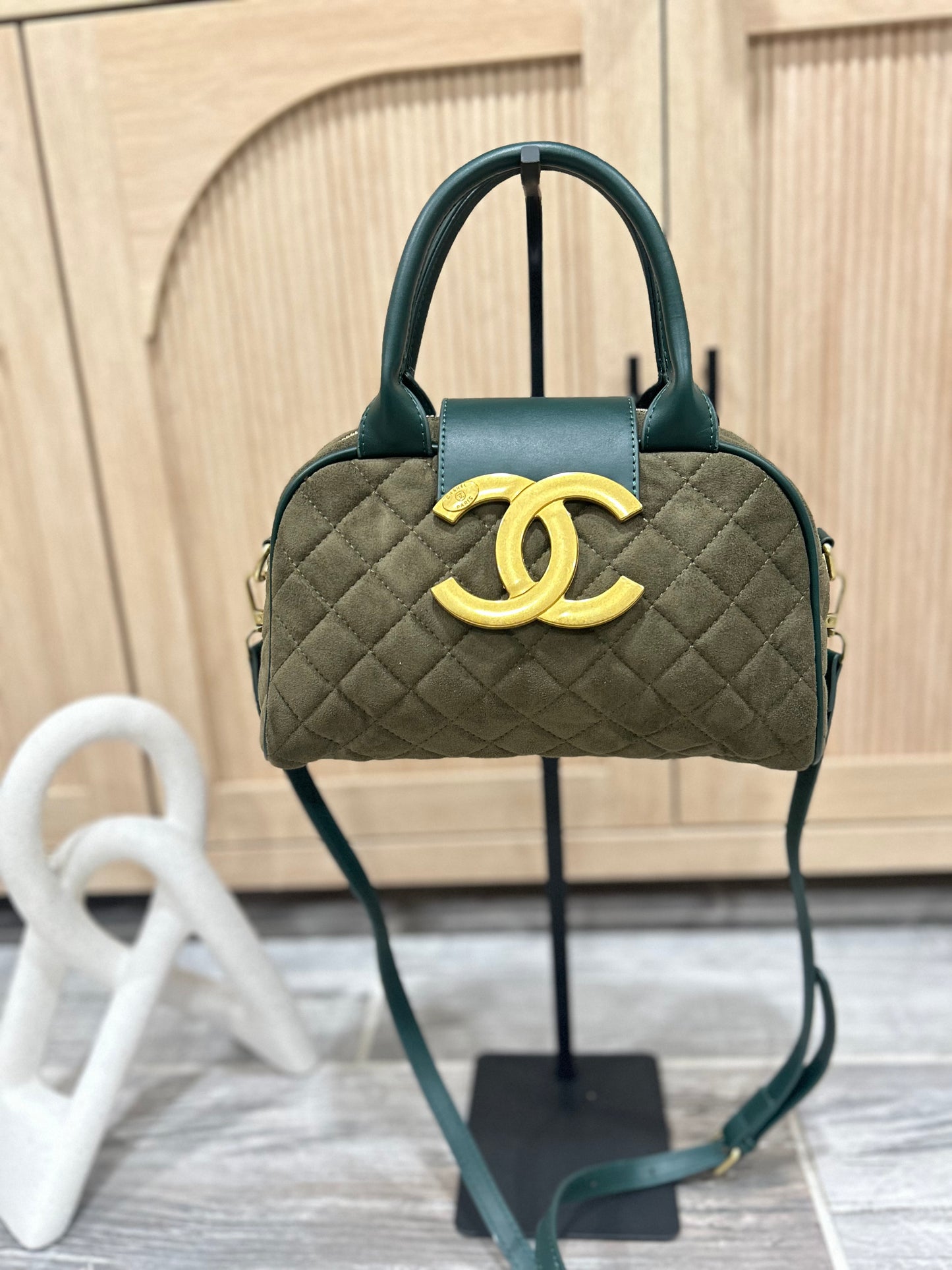 The 'Icon' Quilted Bowling Bag with Signature Gold Accent