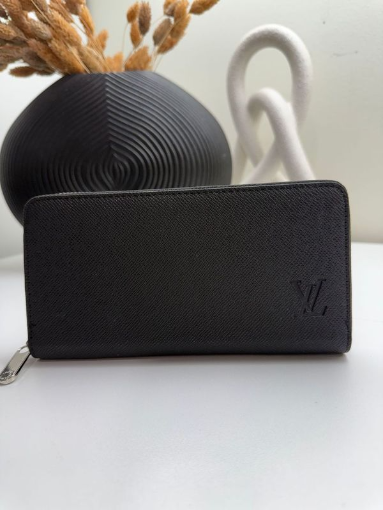 Sleek Matte Black Continental Zip Wallet