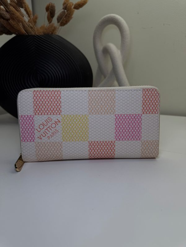 Colorful Checkered Zip-Around Long Wallet