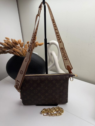 Elegant Brown Monogrammed Convertible Purse