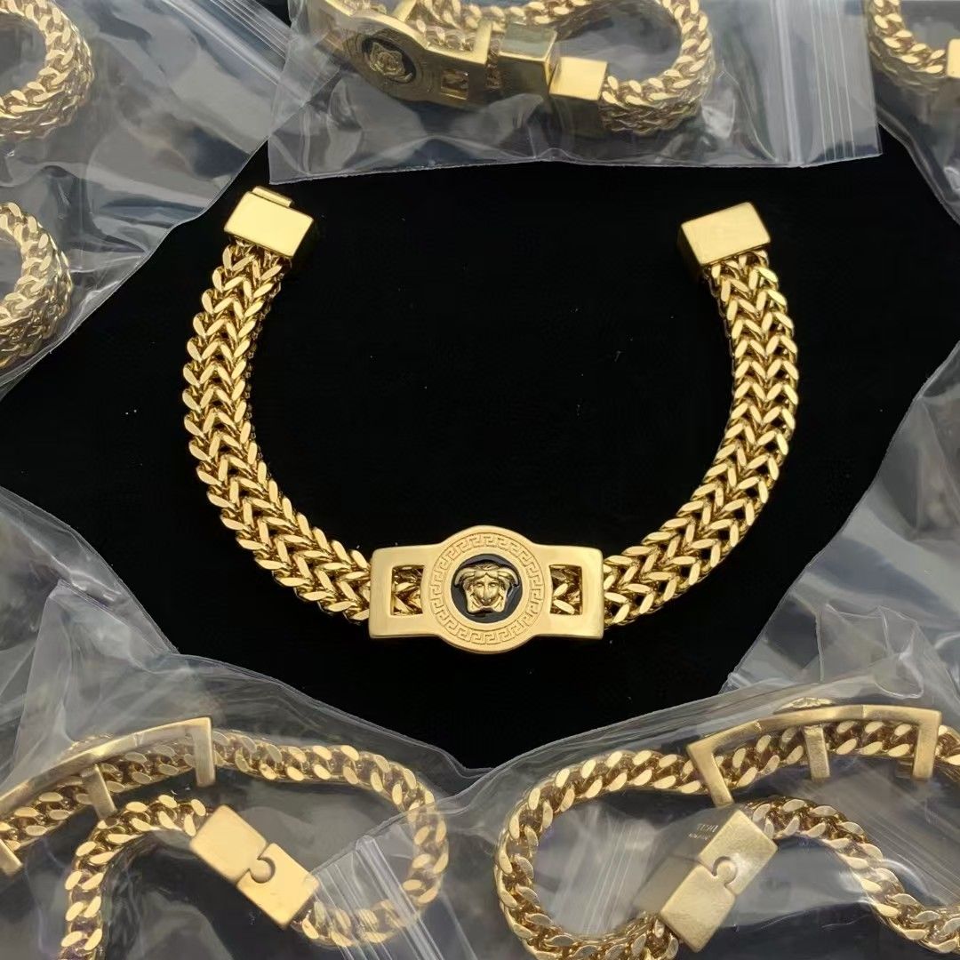 Luxury Cuban Link Style Medusa Face Clasp Bracelet