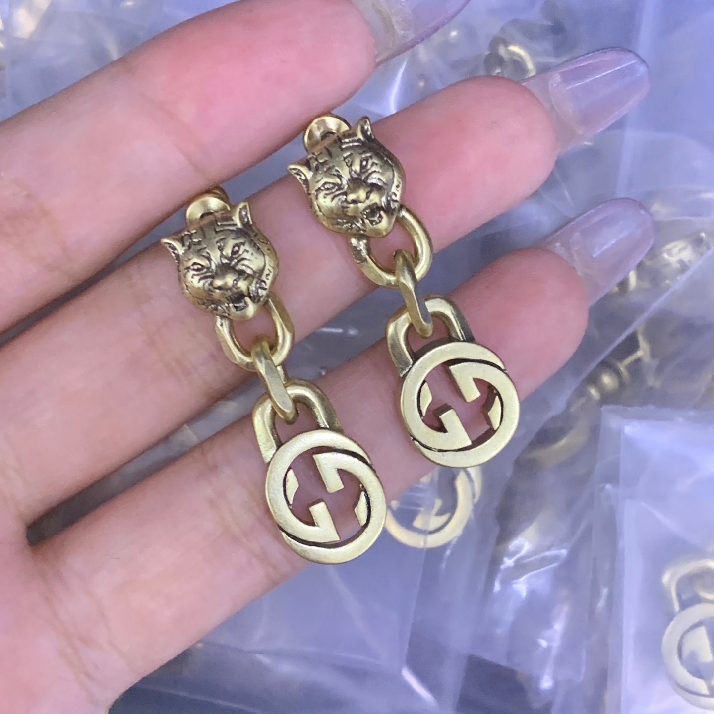 Modern Contemporary Gold Dangle Earrings