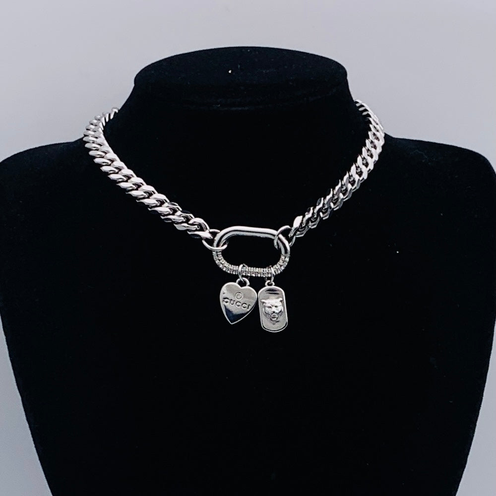 Modern Curb Link Collar Necklace