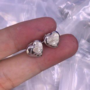 Polished Silver Heart Post Earrings