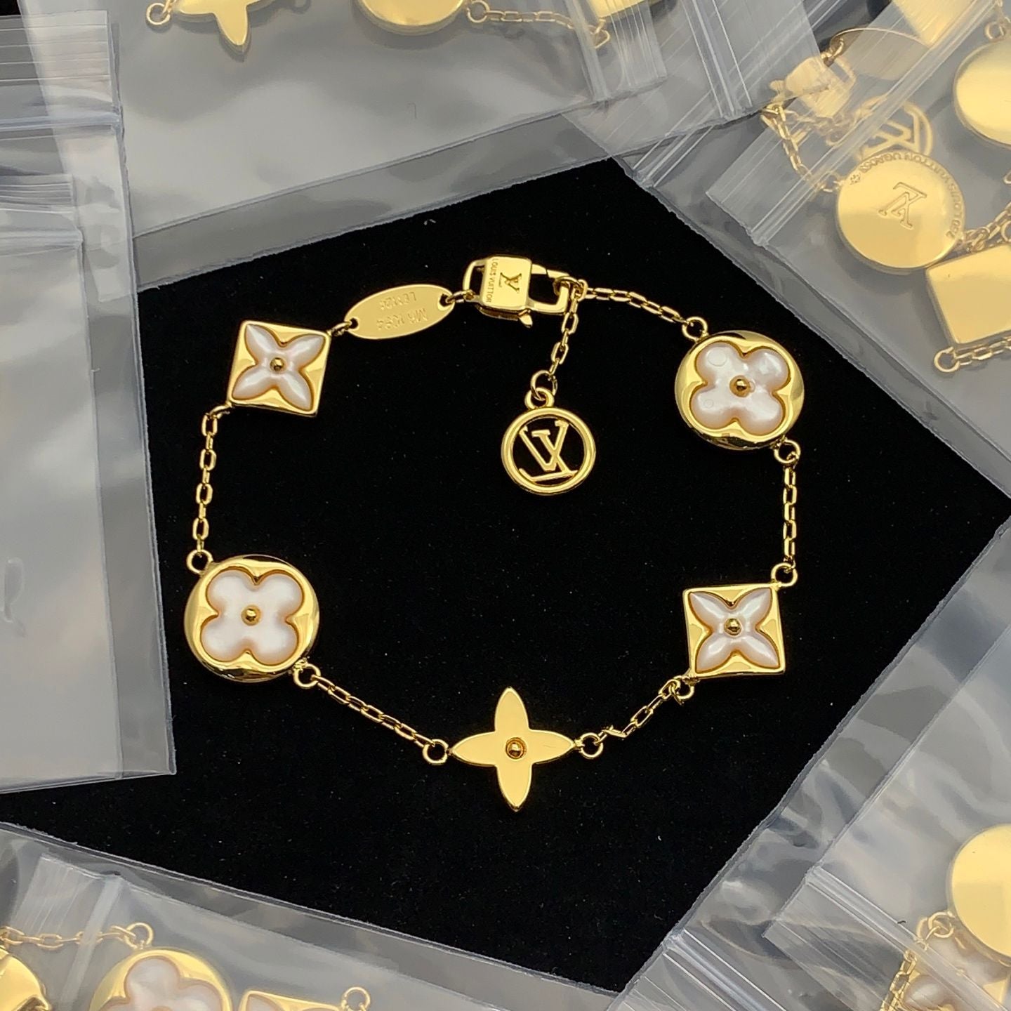 Luxury Gold-Tone Clover & Star Motif Bracelet