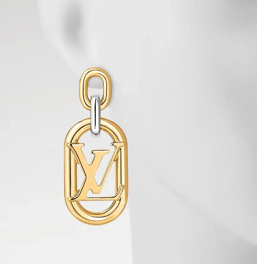 Modern Abstract Initial Drop Earrings in Gold