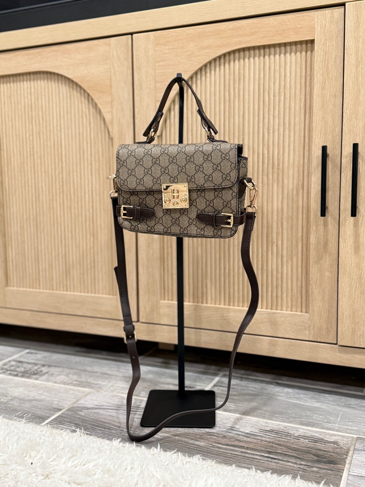Elegant Monogram Mini Briefcase Style Bag