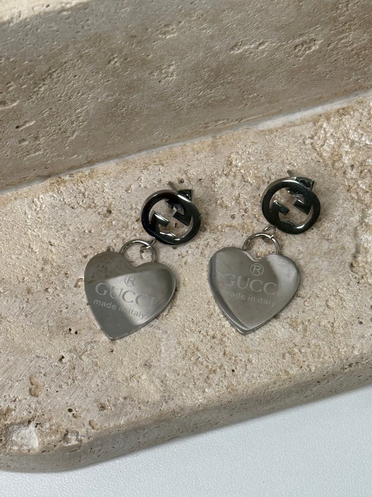 Heart Charm 1" 1/2" Width Earrings Stylish and Elegant