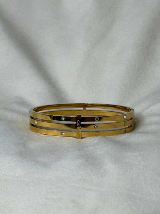 Luxurious 3-Band 7" 3/8" Bangle with Diamond Accents