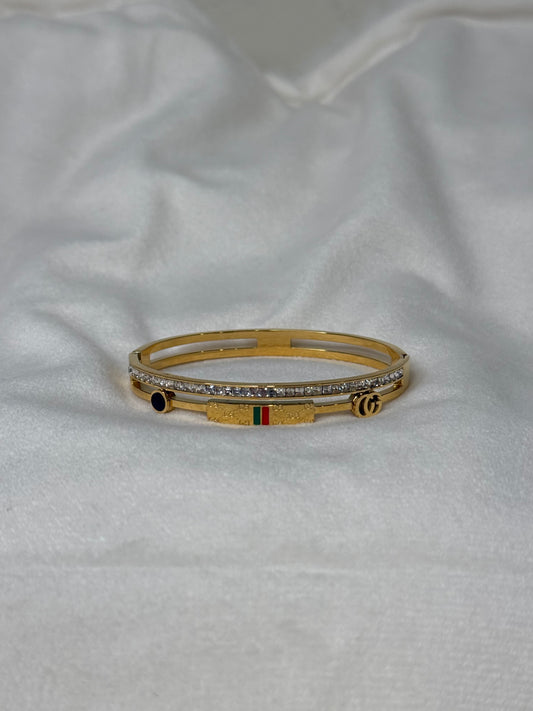 Red & Green Accents 7" 1/2" Bangle with Diamond Detailing