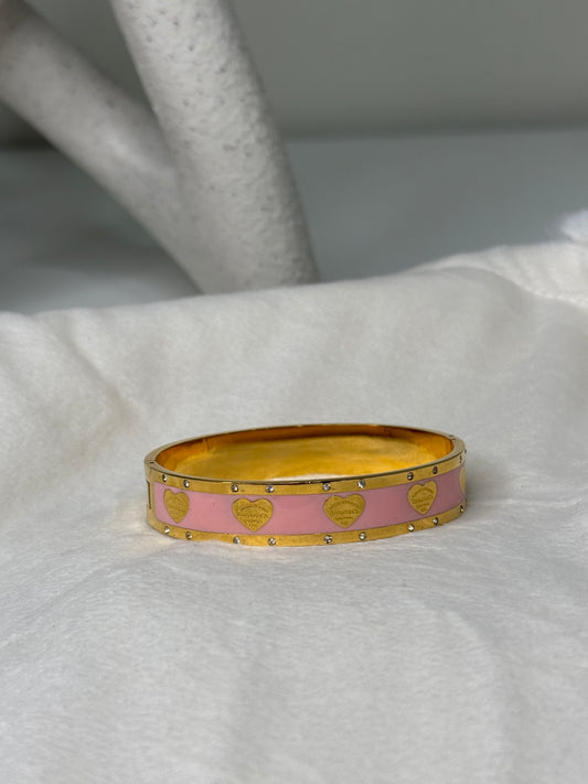 Charming Heart Pink Bangle 7" 1/2" Width for a Stylish Look