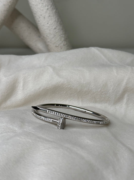 Modern Bent Nail 8" Bangle with Rounded Edges