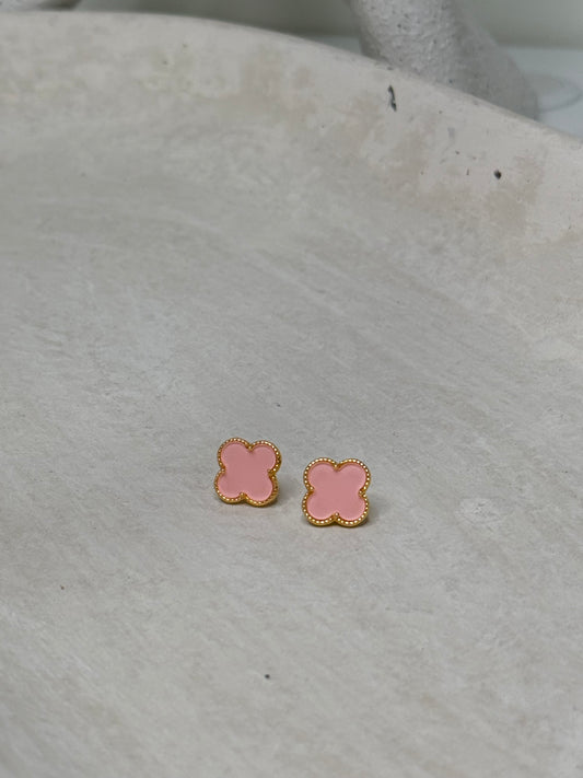 Charming 1/2" Width Earrings with Pink Accents