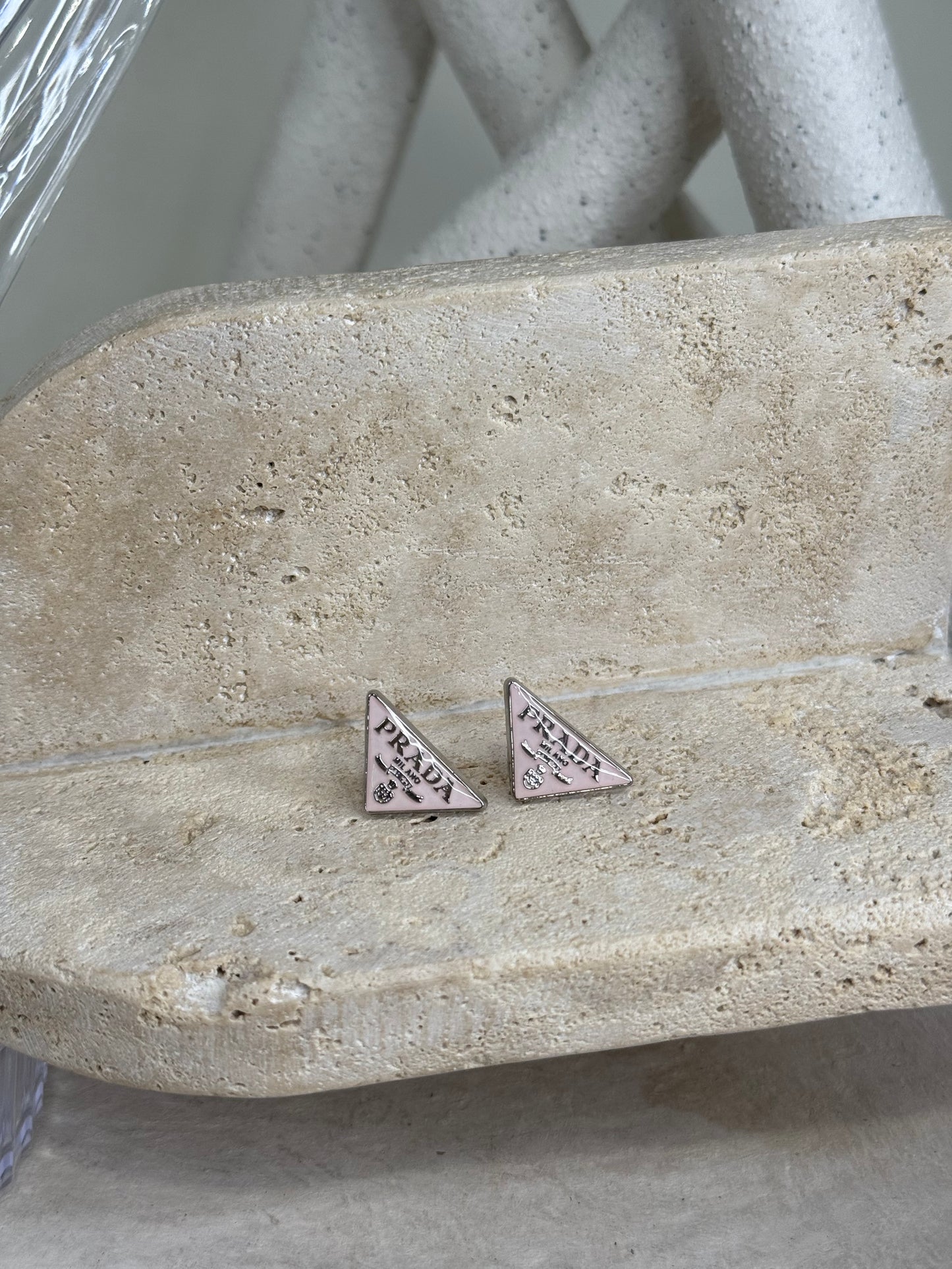 Charming Triangle Light Pink Earrings 1/2" Width