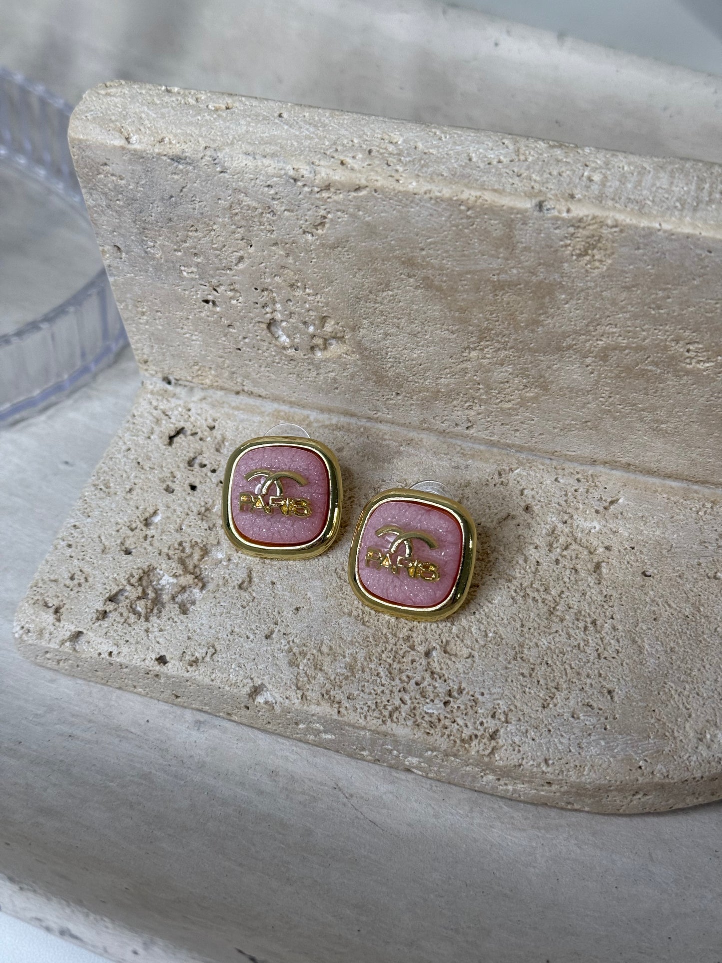 Stunning Earrings with Paris Pink Crystals 7/8" Width