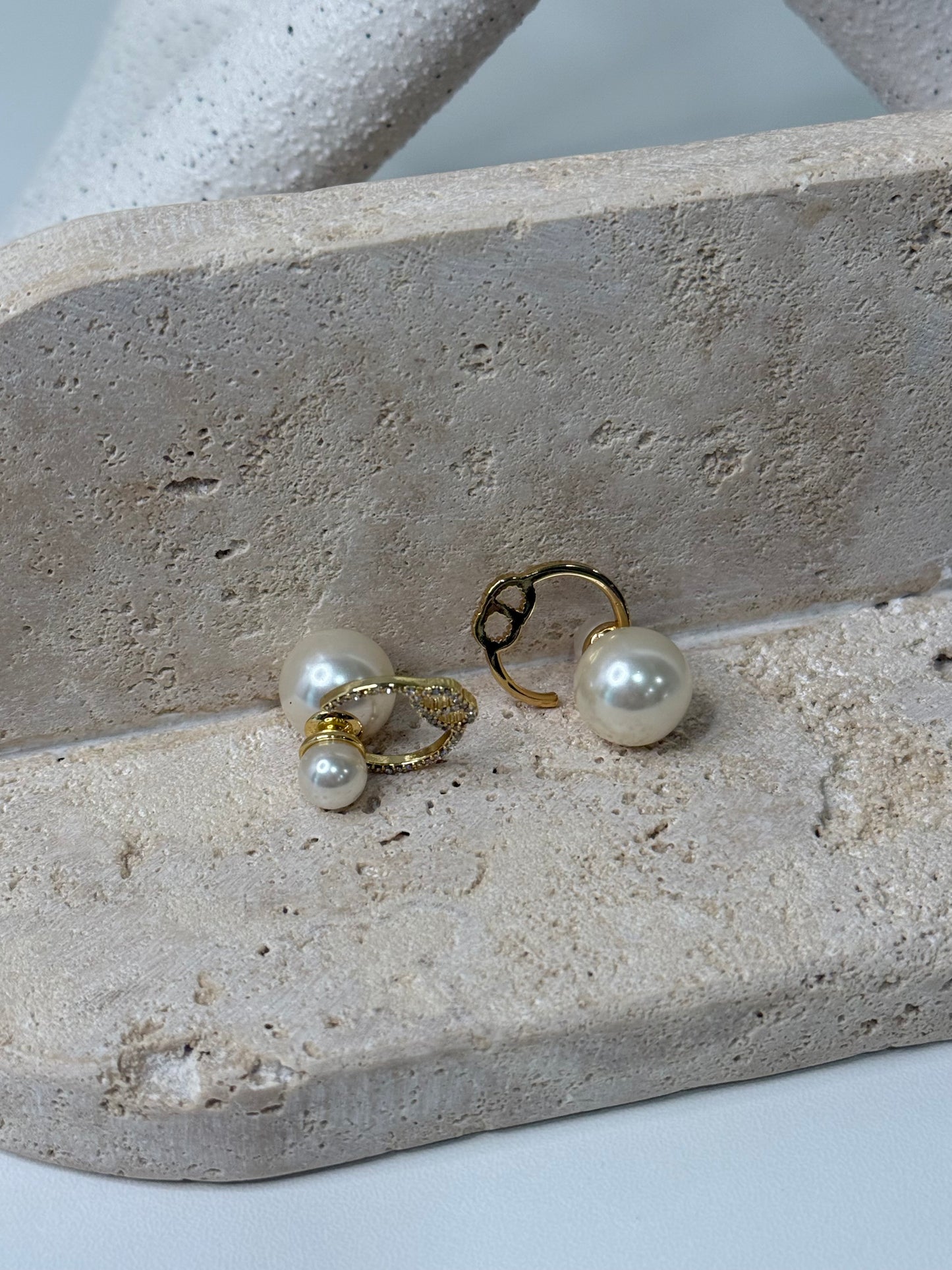 Delicate Pearl Hoop Earrings 1" Width Modern Charm