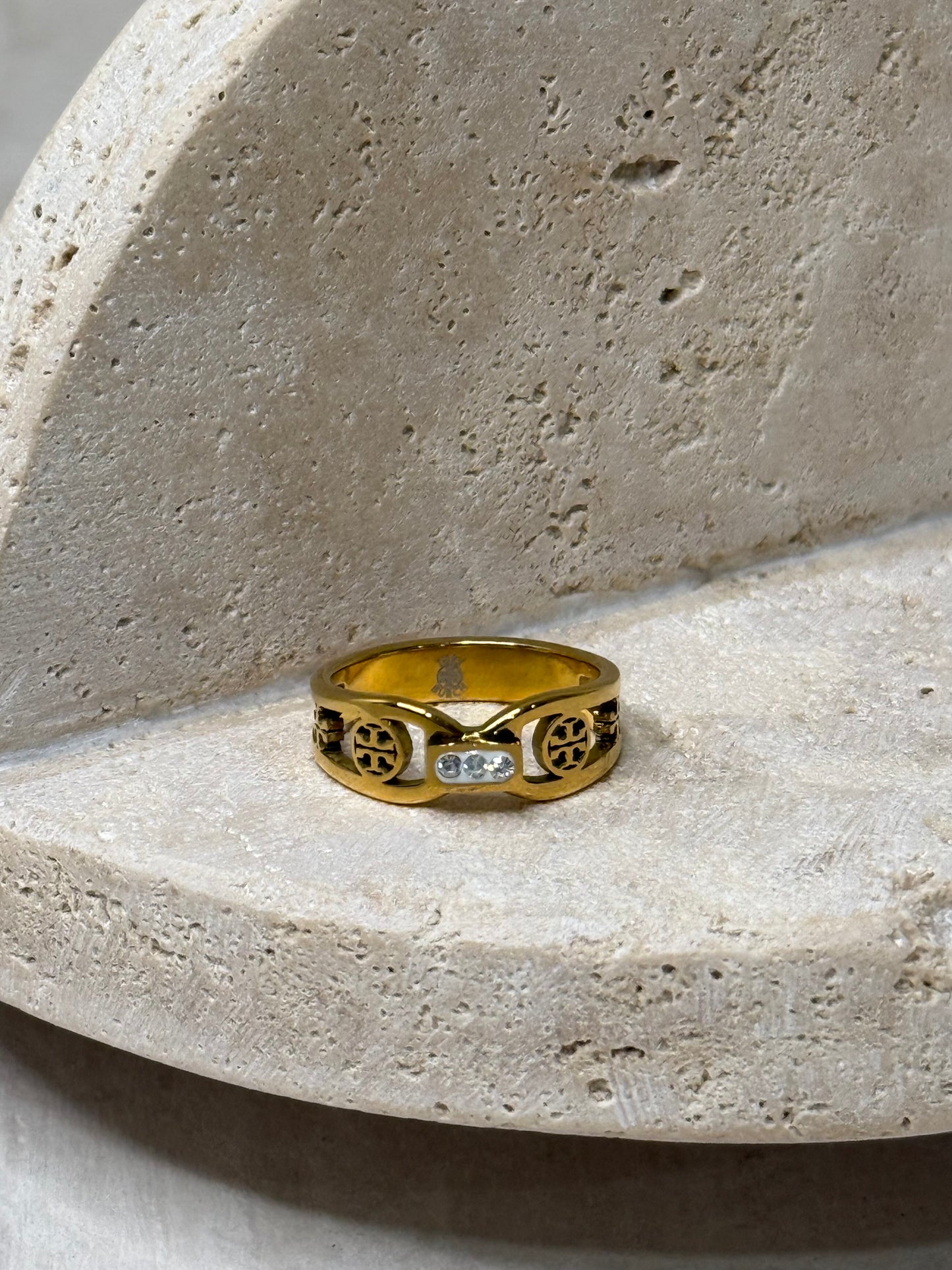 Refined 7/8" Width Ring with 3 Tiny Diamonds