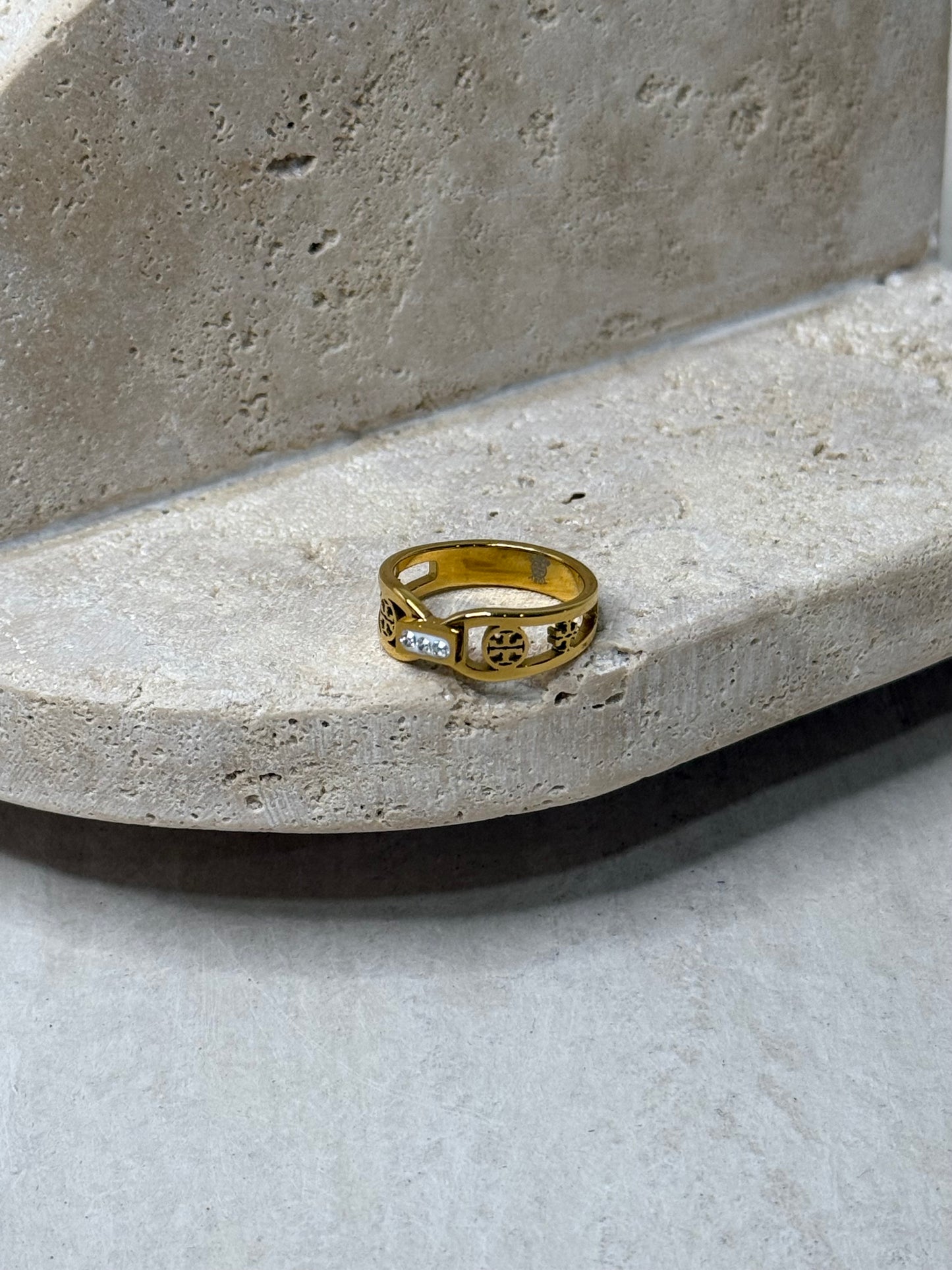 Refined 7/8" Width Ring with 3 Tiny Diamonds