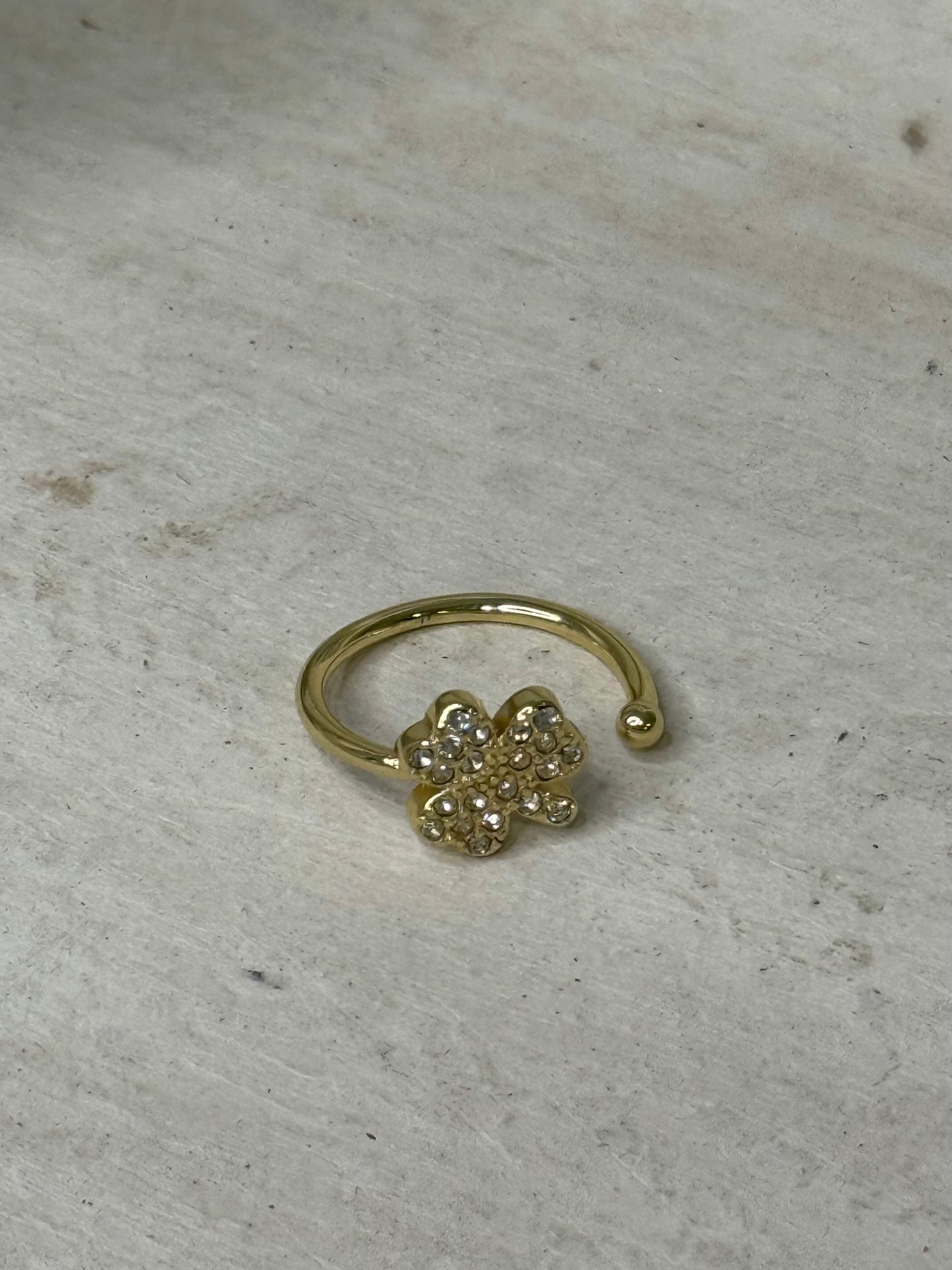 Timeless Encrusted Clover Ring in 7/8" Width