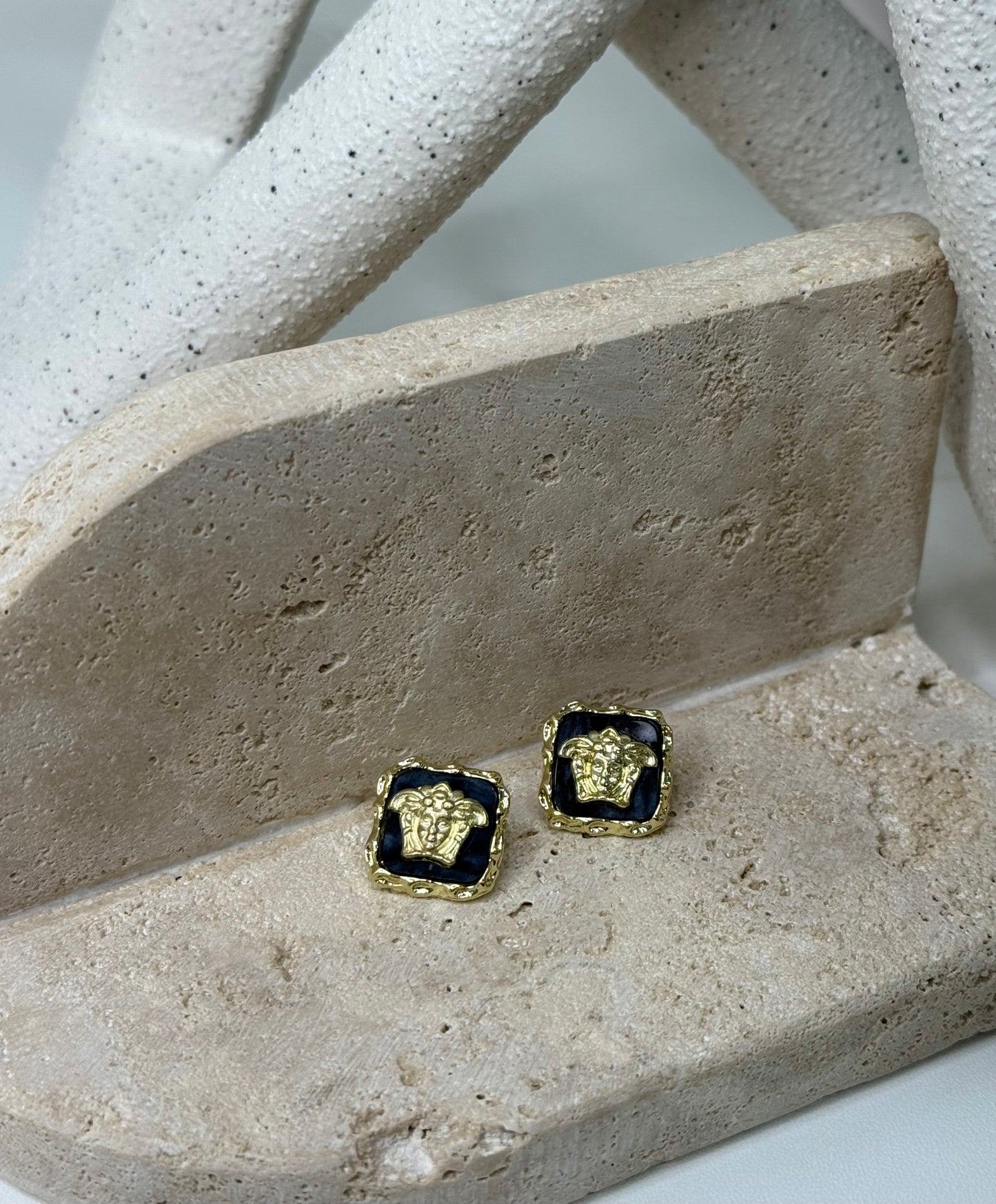 Stylish Black 3/4" Square Face Earrings