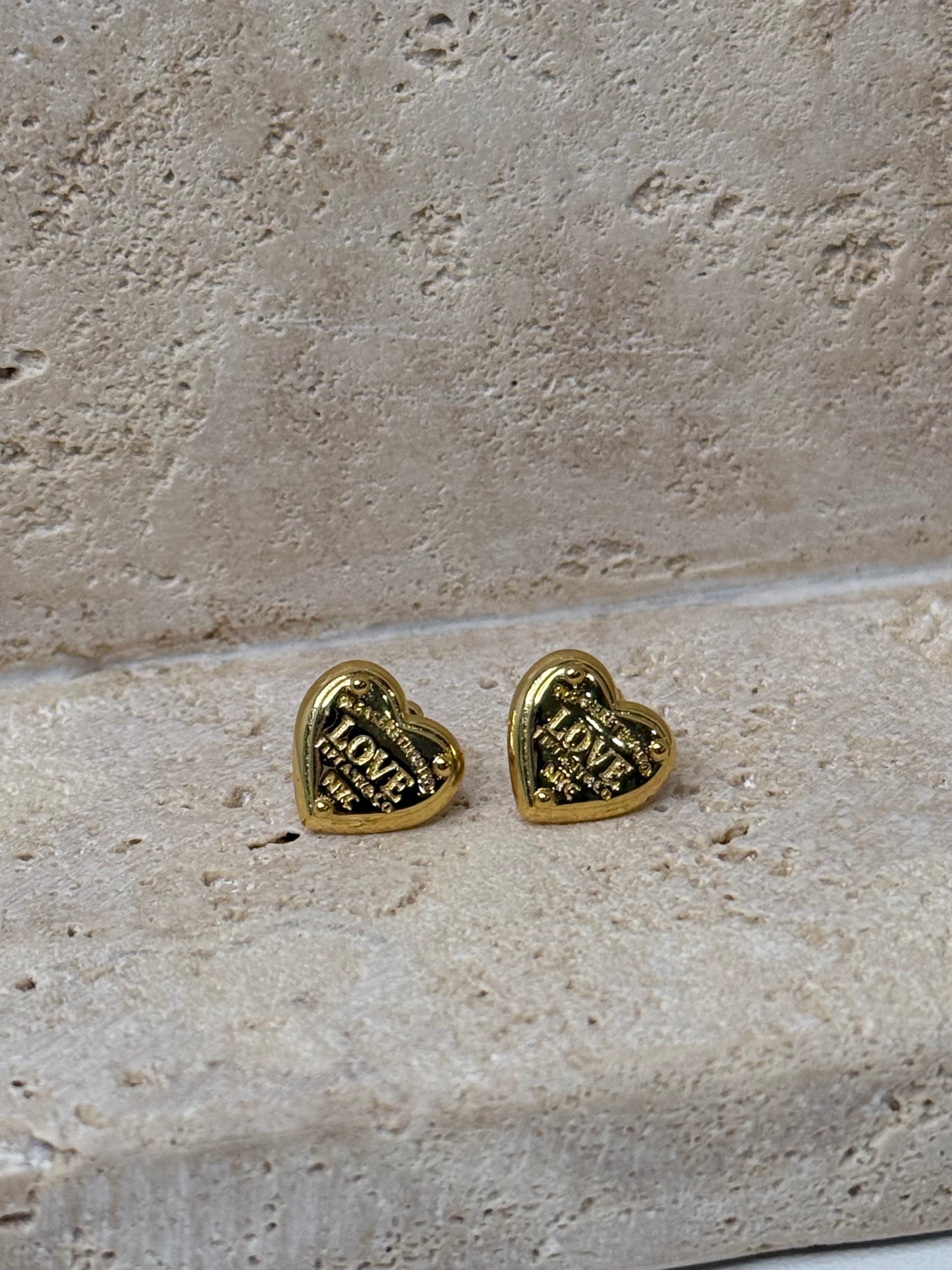 Dainty and Stylish Statement Heart "Love" 5/16" Earrings