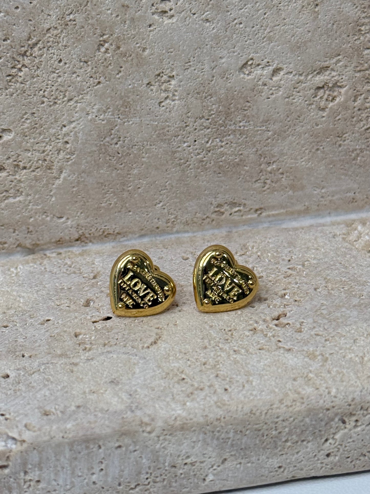 Dainty and Stylish Statement Heart "Love" 5/16" Earrings