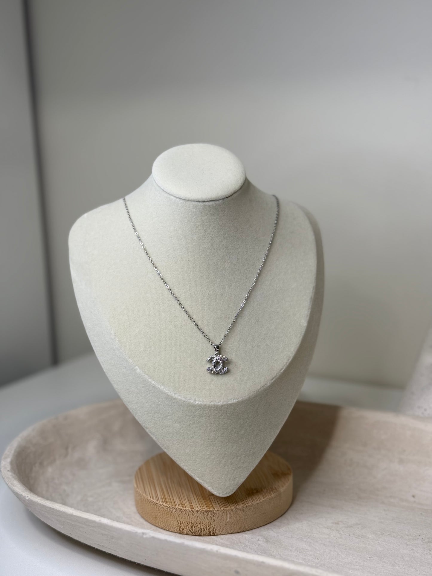 Modern 10" Length Necklace with Small Logo Pendant