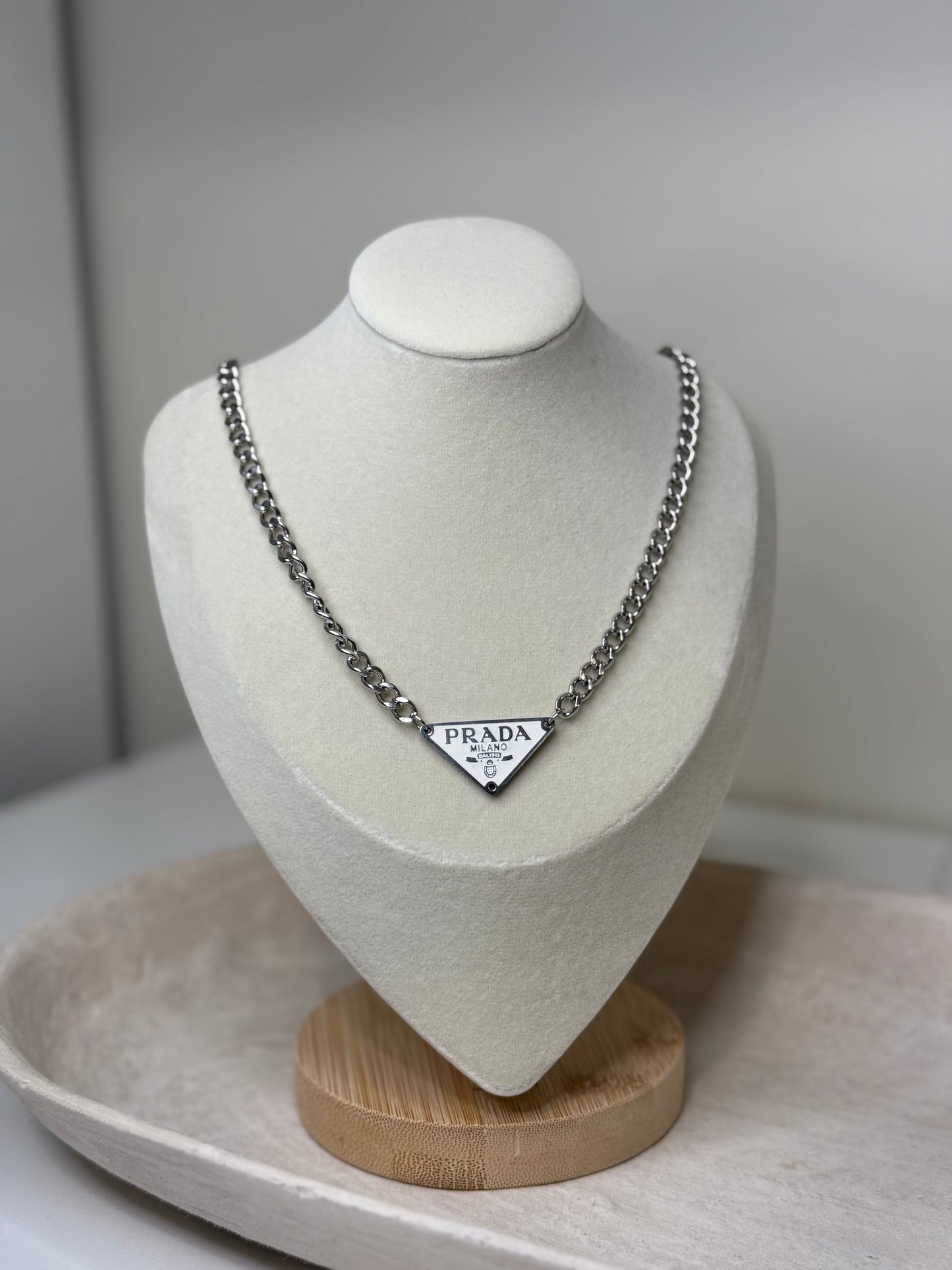 Modern Thick Chain 10" Length Necklace Triangle Charm