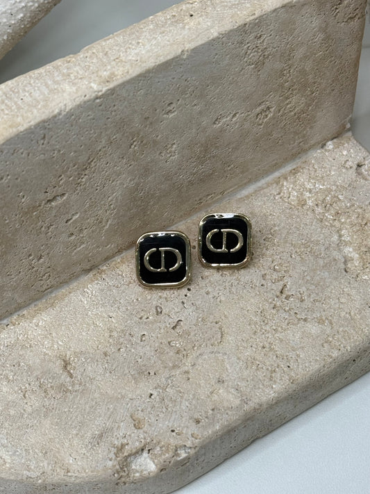 Stunning Square Black 1/2" Width Earrings