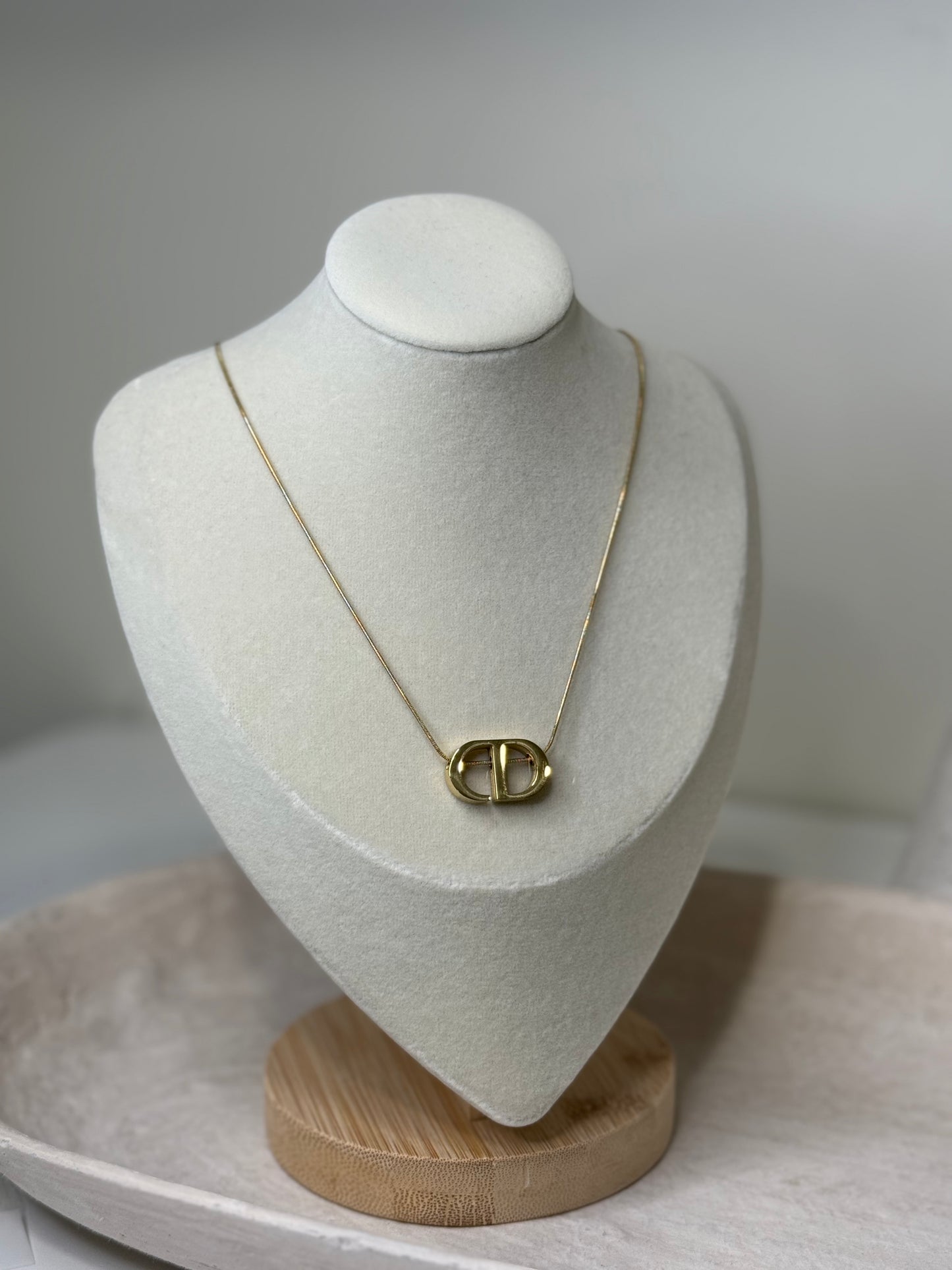 Thin Snake Chain 9"1/2" Length Necklace with Large Logo