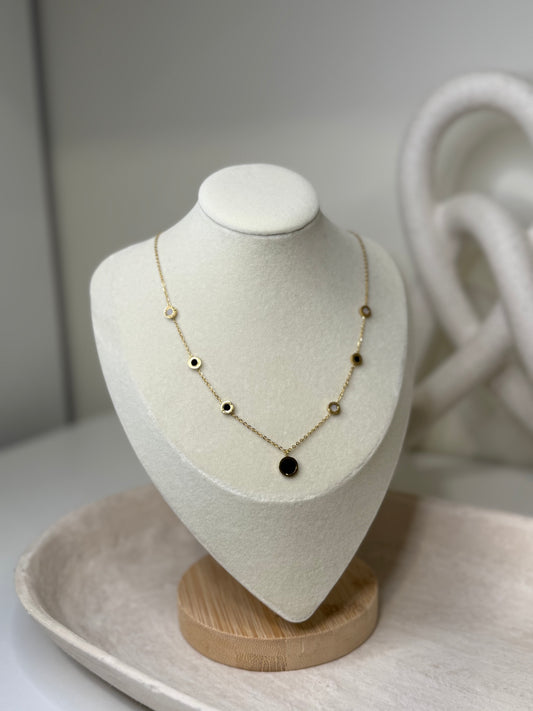 Refined Charm Black and Pearl 9" Necklace