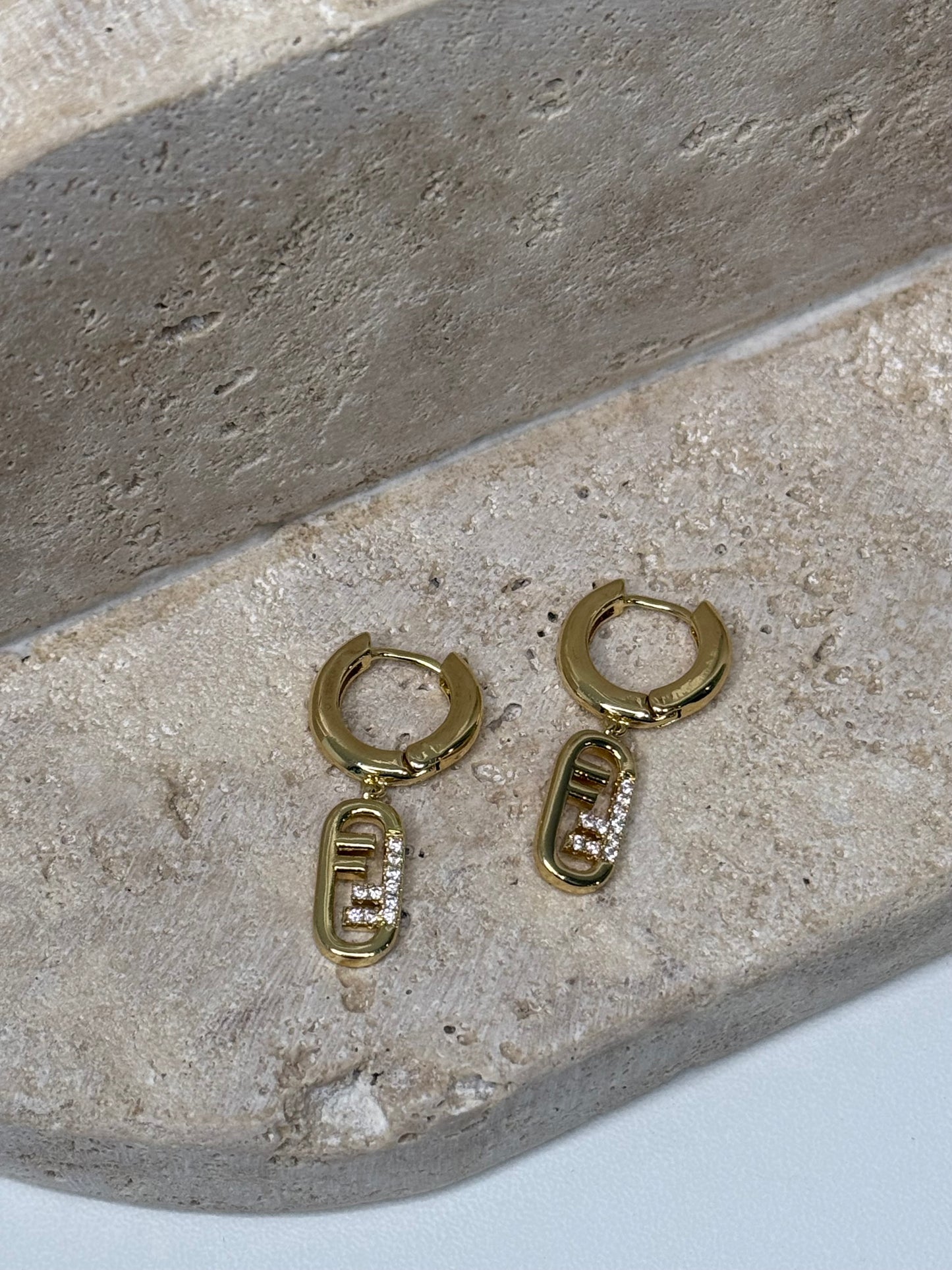 Radiant Hoop 1" 1/8" Width Earrings with Logo Charm