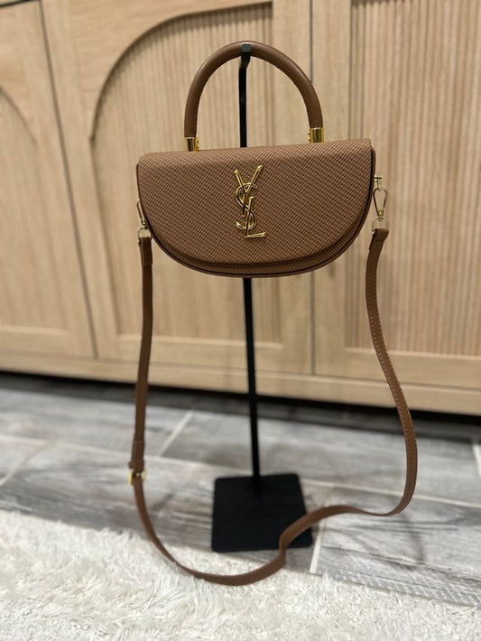Chic Crescent Top-Handle Crossbody Bag with Textured Finish