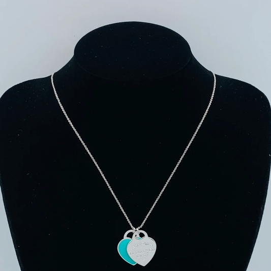 Sterling Silver Double Heart Pendant Necklace