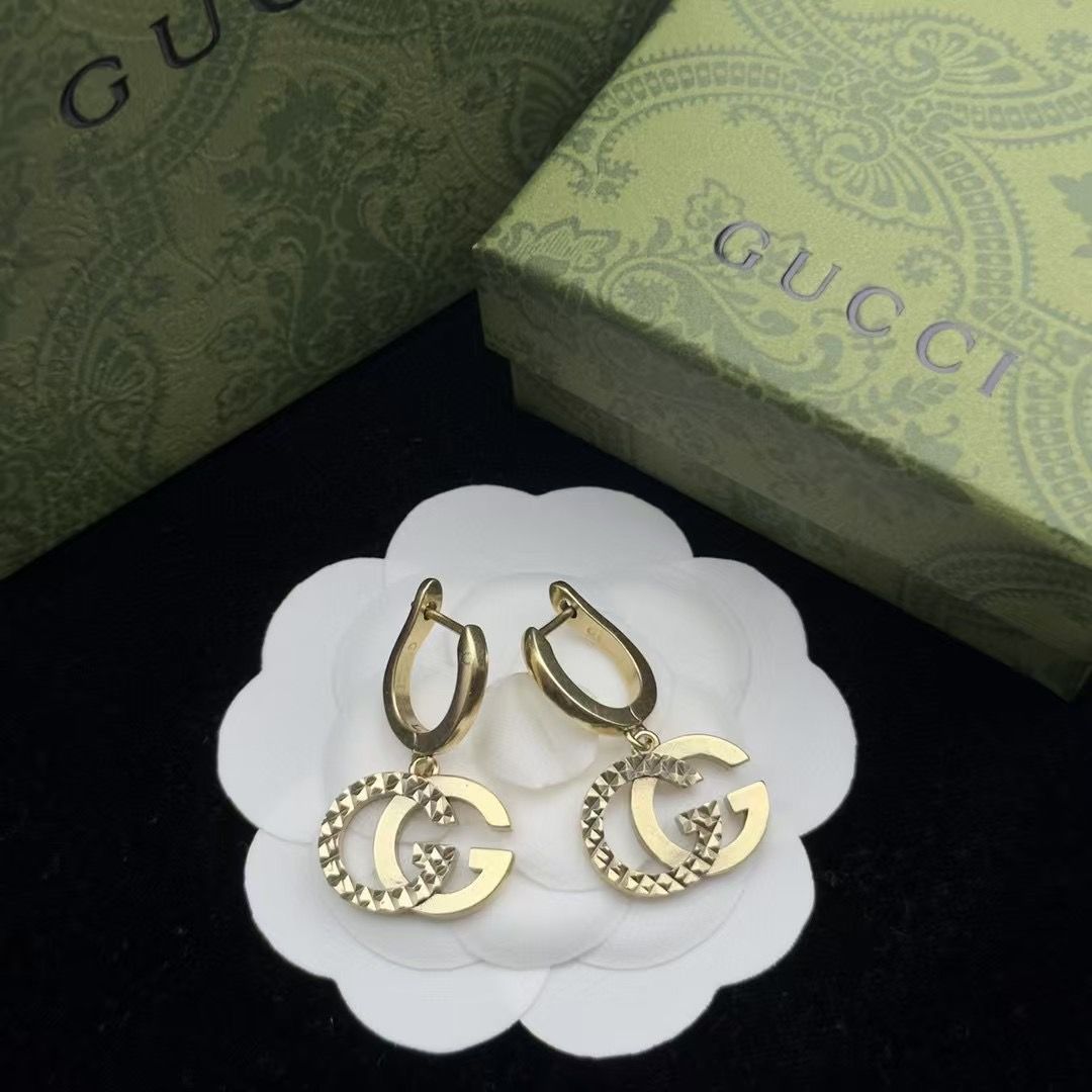 Interlocking Monogram Hoop Drop Earrings in Gold-Tone Finish