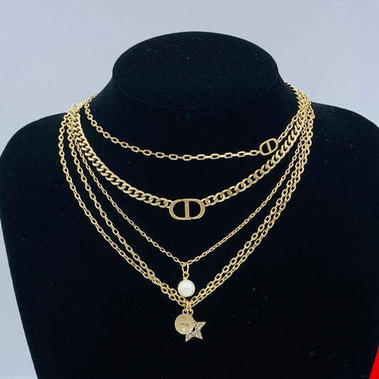 Layered Gold Logo Necklace