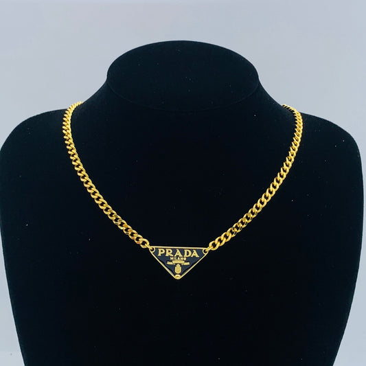 Sleek Triangle Pendant & Gold Chain Necklace