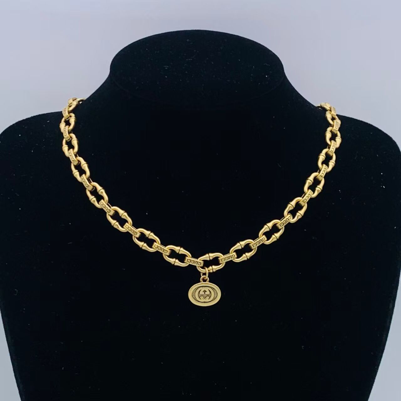 Vintage-Style Engraved Statement Link Collar Necklace