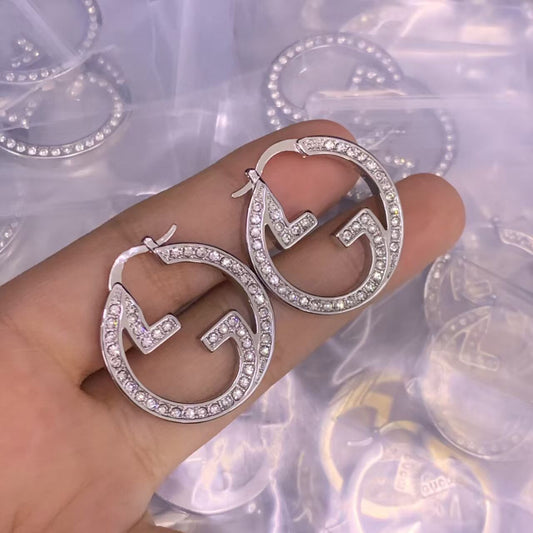 Sparkling Crystal Double-G Hoop Earrings