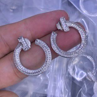 Chic Nail Head Pave Crystal Hoop Earrings